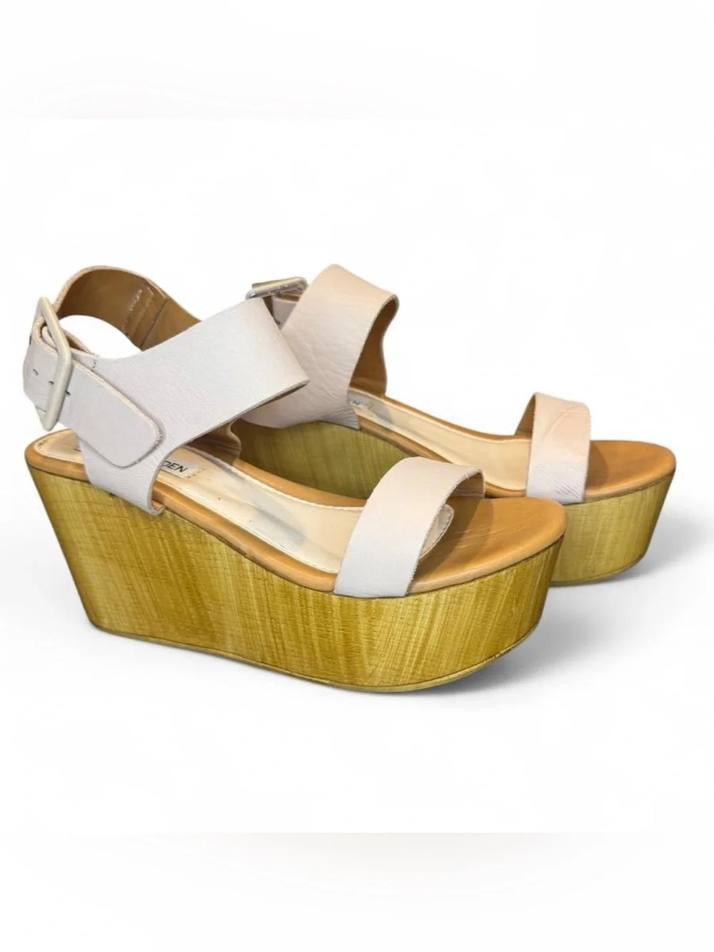 Steve Madden Nylee Leather Platform Wedge Sandals, Size 8.